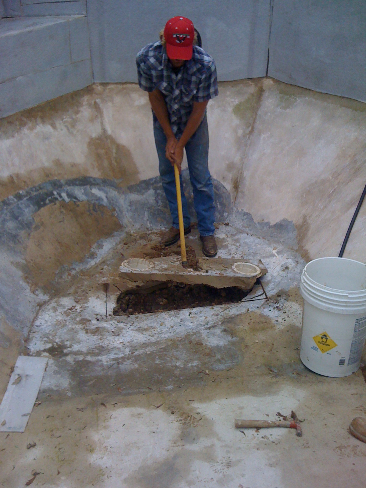blowing out main drain inground pool