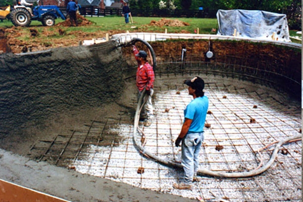 Shot concrete to Form A Pool Shell